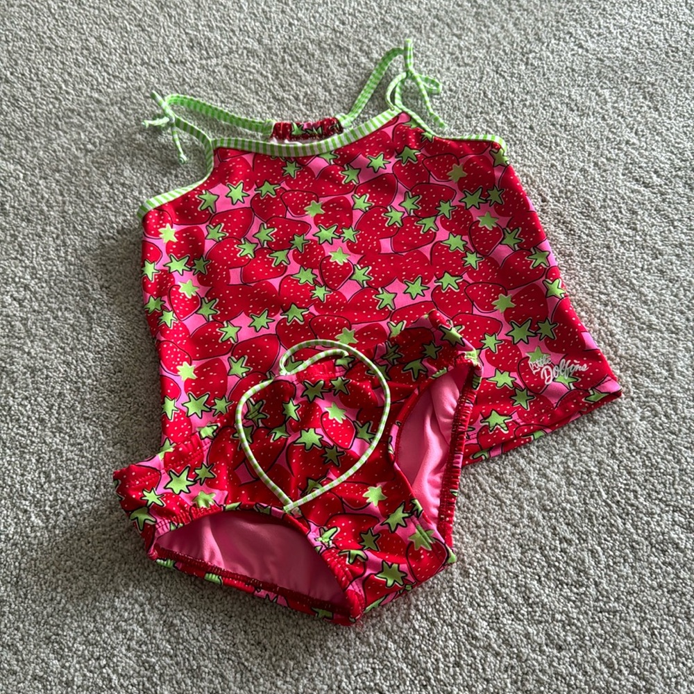 Little Dolfins strawberry swimsuit, size 6